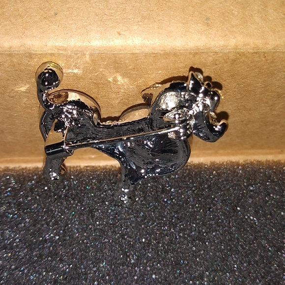 White Crystal Poodle Pin Brooch - Picture 5 of 5